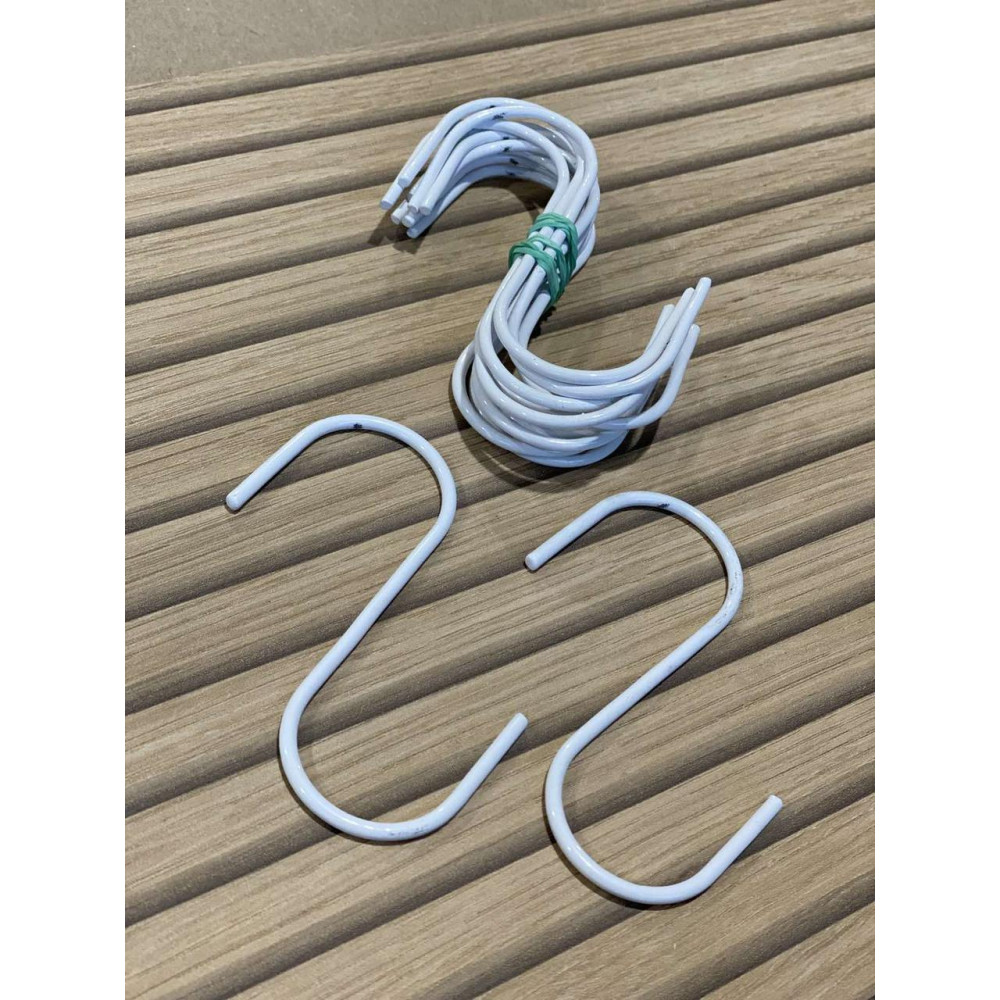 Універсальний білий S-гачок 70 мм для торгових сіток, рейлінгів та труб