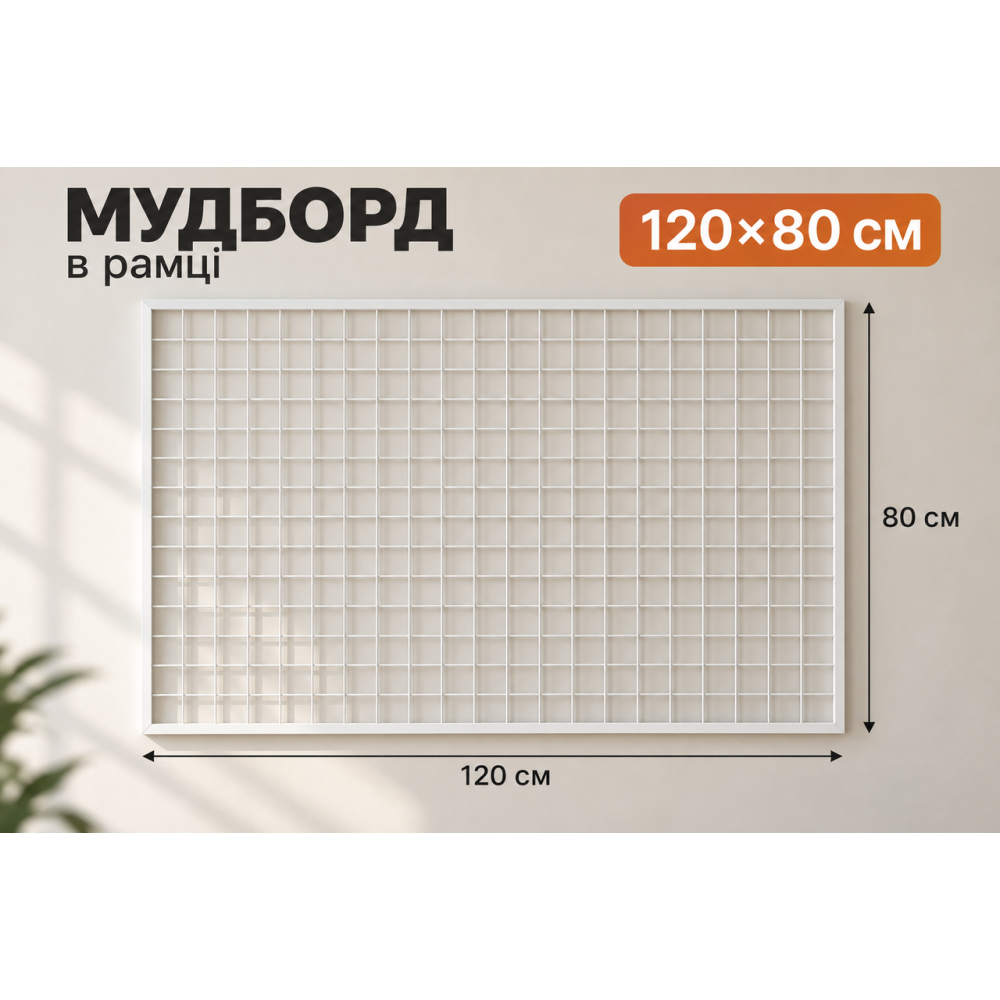 Сітка торгова в рамі 120*80 см 15*15 мм Біла Решітка торгова в рамці для аксесуарів та гачків